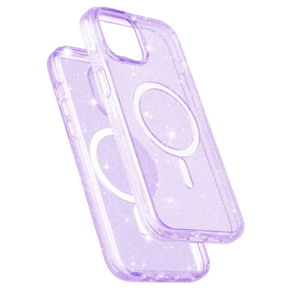 SKALO iPhone 15 Glitter Magnetic Ring TPU Cover - Lilla Purple