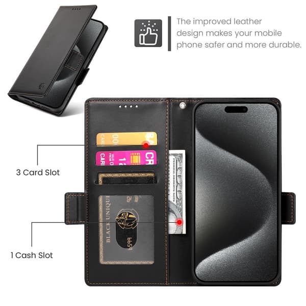 SKALO PU-læder Flip Cover til iPhone 18 Pro Max - Sort Black