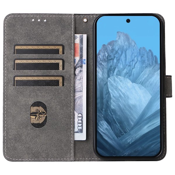 SKALO Google Pixel 9 Pro XL Flip Cover m. pung i PU-læder - Sort Black