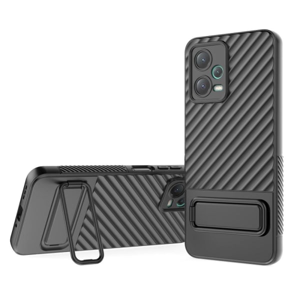 SKALO Xiaomi Redmi Note 12 5G Twill 2.0 TPU-Cover med rack - Sor Black