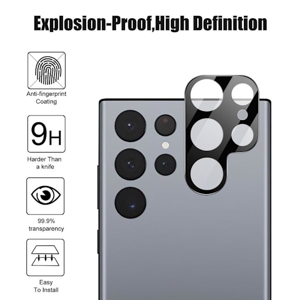 SKALO Samsung S23 Ultra 3D Kameralinse Beskyttelsesglas Black