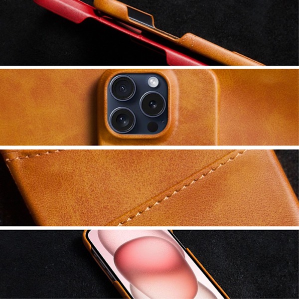 SKALO iPhone 16 Pro Max PU-Läder Korthållare Skal - Brun Brun