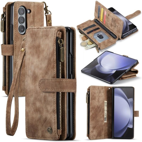 CaseMe Samsung Z Fold5 CaseMe Big Wallet Pungetui - Brun Brown