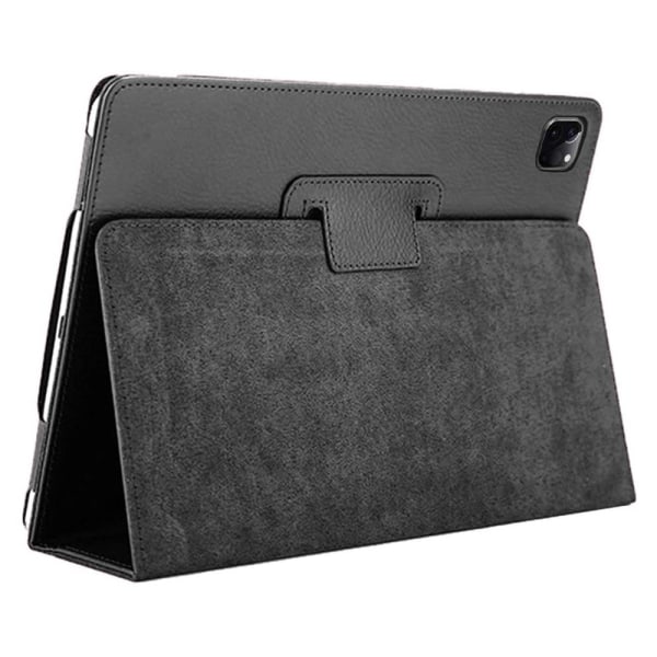 SKALO iPad Pro 12.9 (Gen 4/5/6) Duofold Litchi Flip Cover - Sort Black