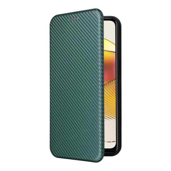 SKALO Motorola Moto G73 5G Carbon Fiber Lompakkokotelo - Vihreä Green