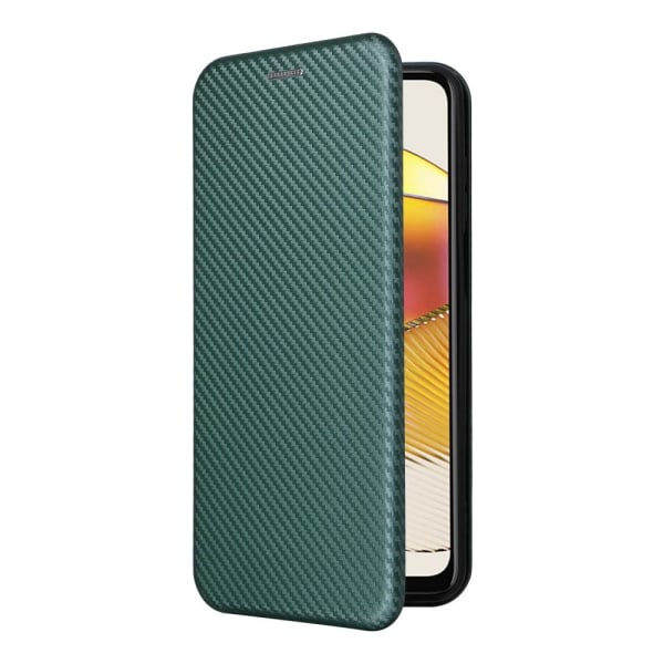 SKALO Motorola Moto G73 5G Carbon Fiber Pungetui - Grøn Green