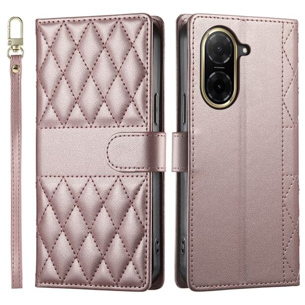 SKALO Xiaomi Redmi A5 4G Quiltet PU-læder Skulderrem Flip Cover - Rosa guld Pink gold
