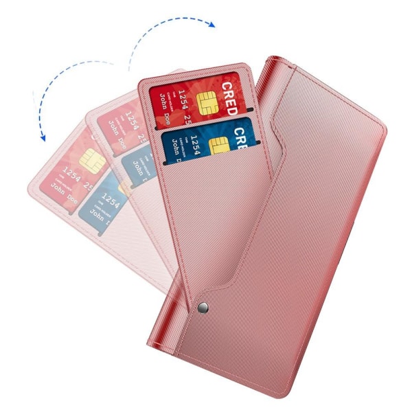SKALO Motorola Edge 40 Pro 5G Kortholder Mirror Flip Cover - Rosa guld Pink gold