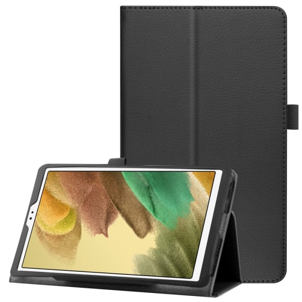 SKALO Samsung Tab A7 Lite Duofold Litchi Flip Cover - Sort Black