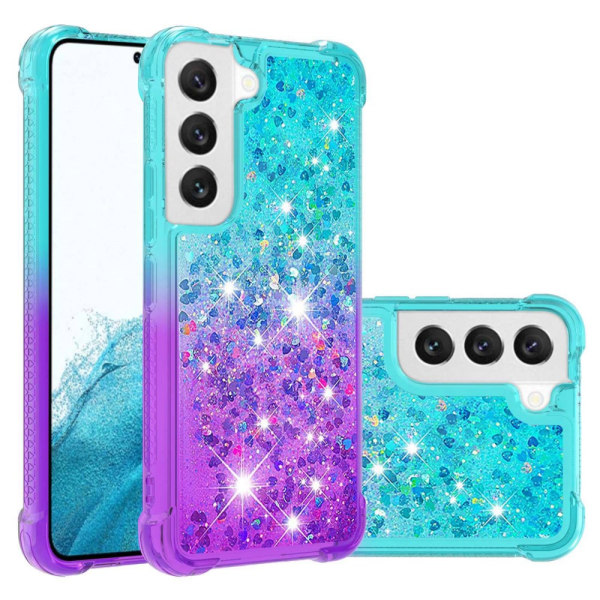 SKALO Samsung S23 Kvicksand Glitter Hjärtan TPU-skal - Turkos-Lila multifärg