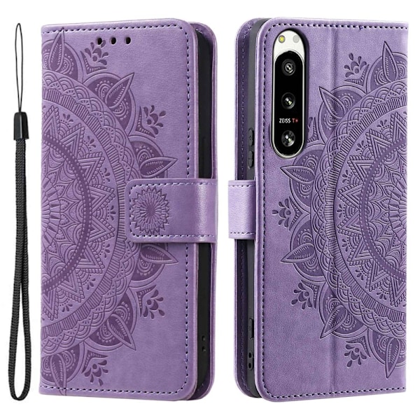 SKALO Sony Xperia 5 IV 5G Mandala lompakkokotelo - Violetti Purple