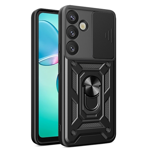 SKALO Samsung S25 Armor Metallring Kameraslider Skal - Svart Svart