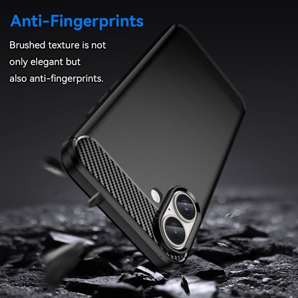 SKALO iPhone 16 Plus Armor Carbon Stöttåligt TPU-skal - Fler färger Svart