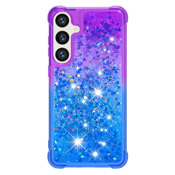 SKALO Samsung S24 Kvicksand Glitter Hjerter TPU Cover - Lilla-Bl Multicolor