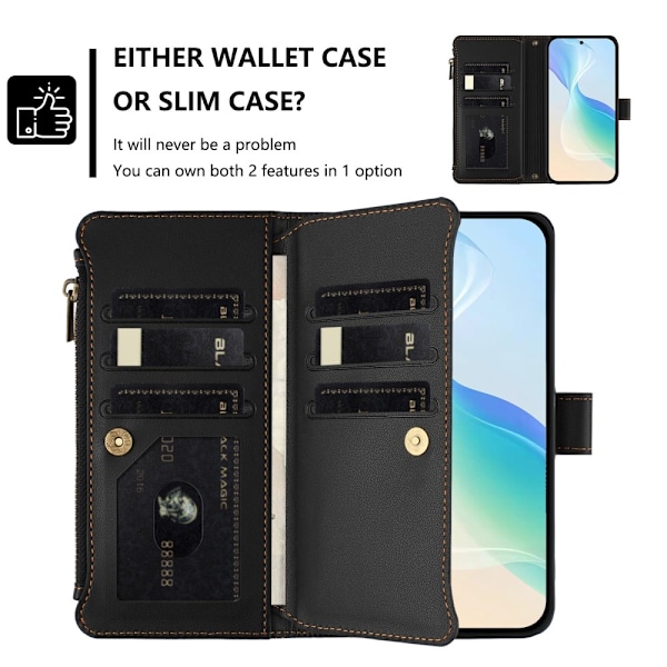 SKALO Samsung XCover7 Pro Suuri Lompakko 11-LOKEROINEN Lompakkokotelo - Musta Black