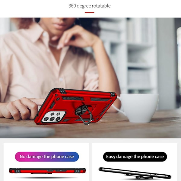 SKALO Samsung A53 5G Armor Hybridi metallirengas kuori - Punainen Red