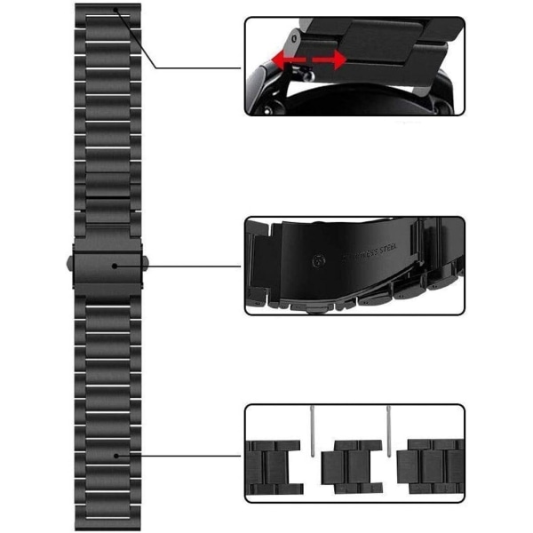 SKALO Link armbånd til Samsung Watch Active2 44mm - Vælg farve Black
