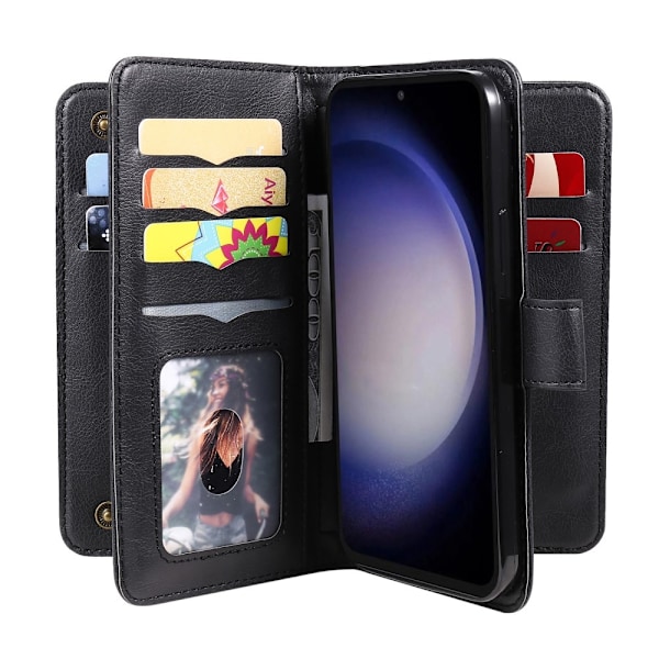 SKALO Samsung S23 FE 10-lokeroa Lompakkokotelo - Musta Black