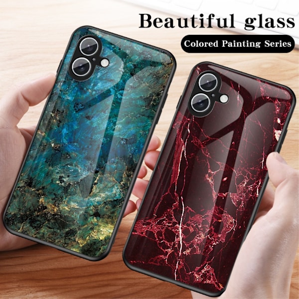 SKALO iPhone 16 Marmori karkaistu lasi TPU-suojakuori - #4 Multicolor
