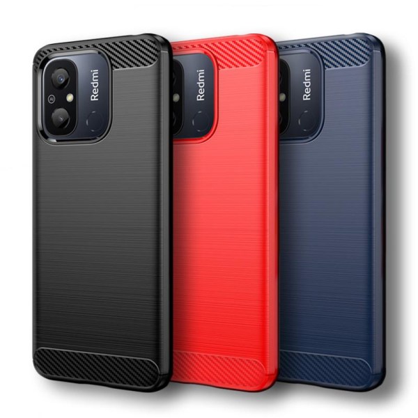 SKALO Xiaomi Redmi 12C 4G Armor Carbon Stöttåligt TPU-skal - Fle Röd