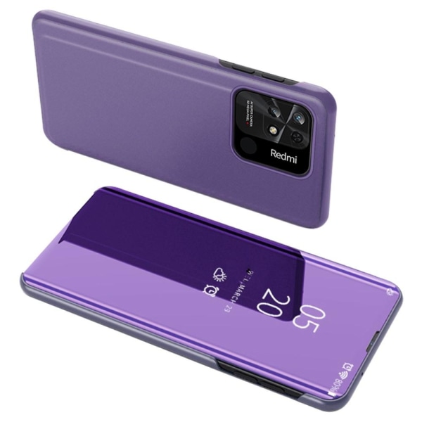 SKALO Xiaomi Redmi 10C Clear View Mirror Etui - Mørk lilla Dark purple