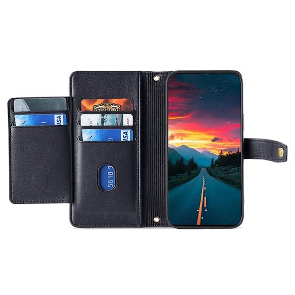 SKALO Xiaomi Redmi A5 4G Zipper PU-Läder Axelrem Plånboksfodral - Svart Svart