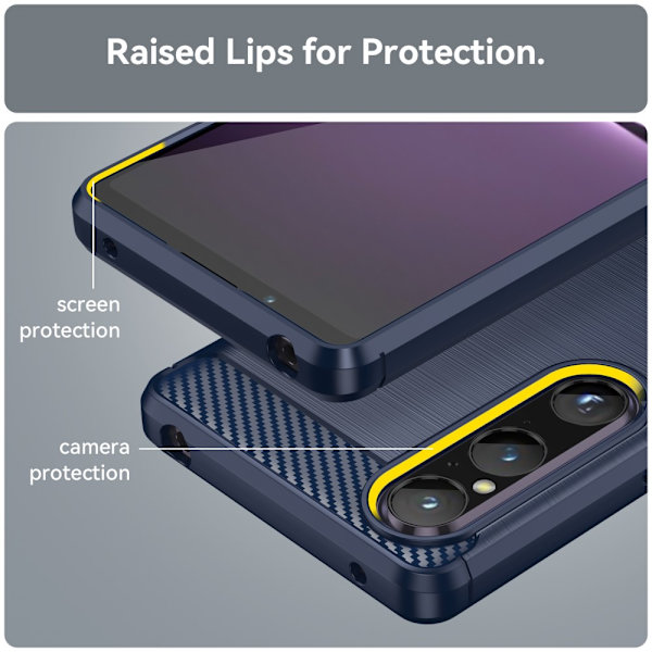 SKALO Sony Xperia 1 V Armor Carbon Stødsikker TPU-cover - Vælg farve Blue