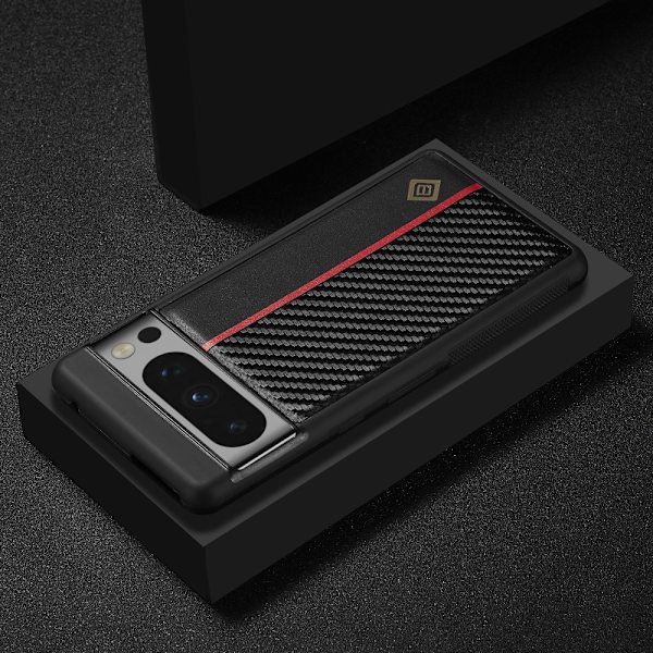 SKALO Google Pixel 8 Pro LC.IMEEKE Carbon Fiber PU-nahkakuori - Musta Black