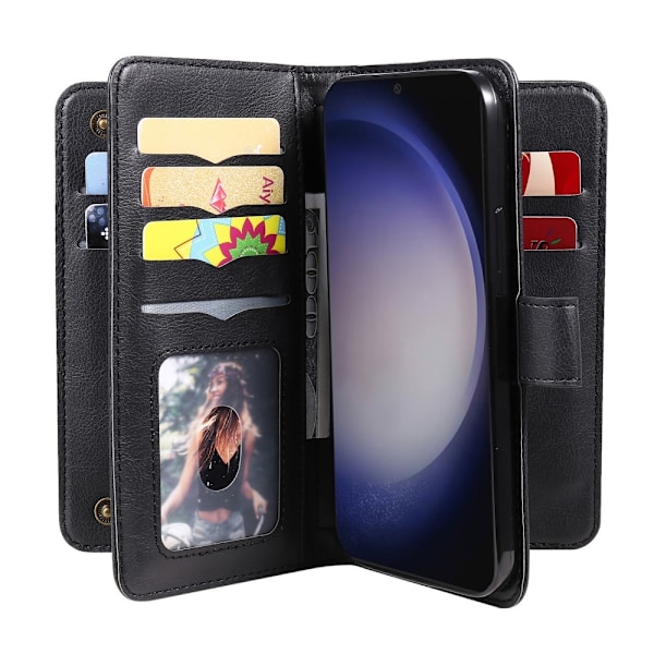 SKALO Samsung S25+ KT 10-Lokeroa Lompakkokotelo - Musta Black