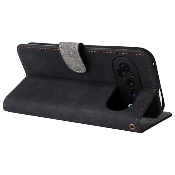 SKALO Google Pixel 9 Pro XL Flip Cover m. pung i PU-læder - Sort Black