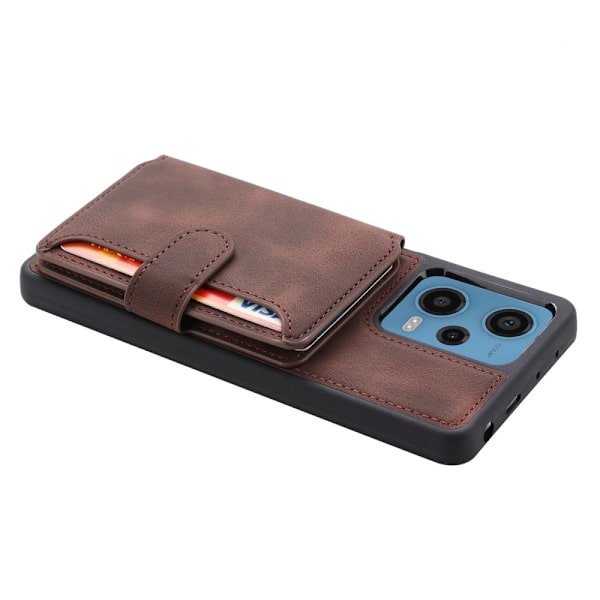 SKALO Xiaomi Redmi Note 12 Pro 5G PU-nahkainen Suojakuori Lompakolla - Ruskea Brown
