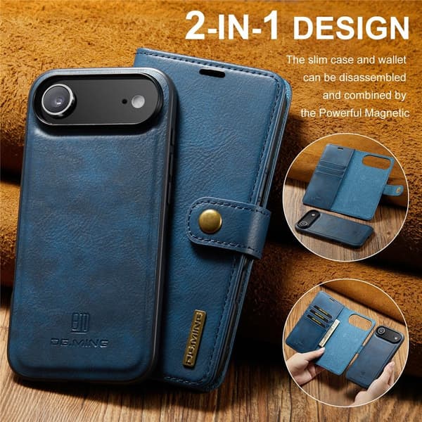 DG MING iPhone Air 2-i-1 Magnet Plånboksfodral - Blå Blå
