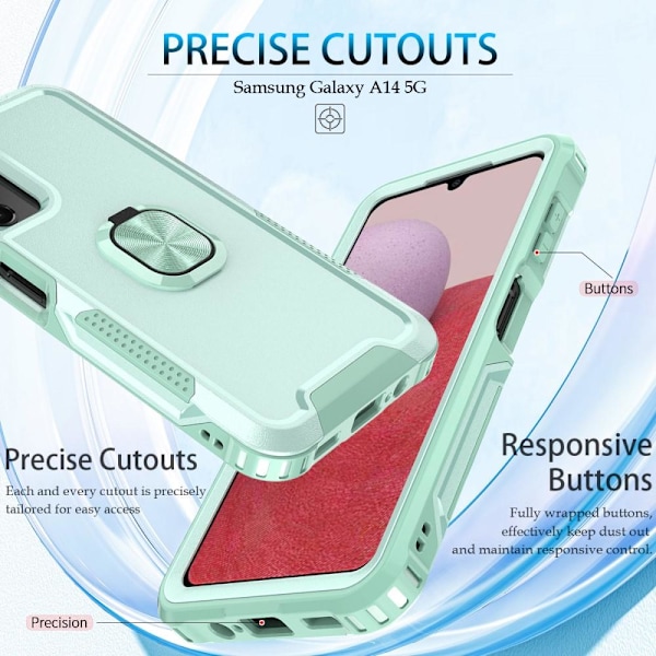 SKALO Samsung A54 5G Armor Hybridi metallirengas kuori - Turkoosi Turquoise