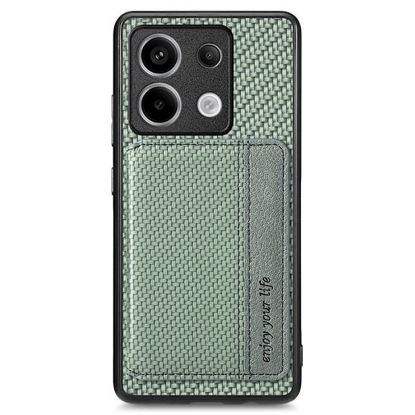 SKALO Xiaomi Redmi Note 13 Pro 5G Carbon Fiber Skal med Korthållare - Grön Grön