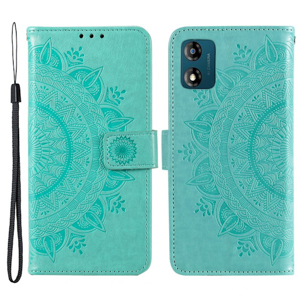 SKALO Motorola Moto E13 4G Mandala lompakkokotelo - Turkoosi Turquoise