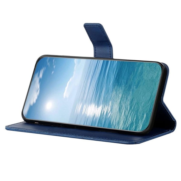 SKALO Samsung A13 4G PU læderpung med prægning - Blå Blue