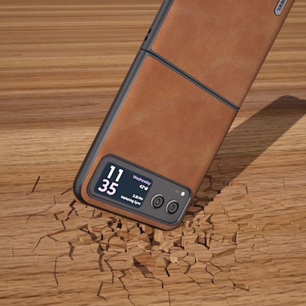 SKALO Motorola Razr 40 5G ABEEL PU-Läder Fold Skal - Brun Brun