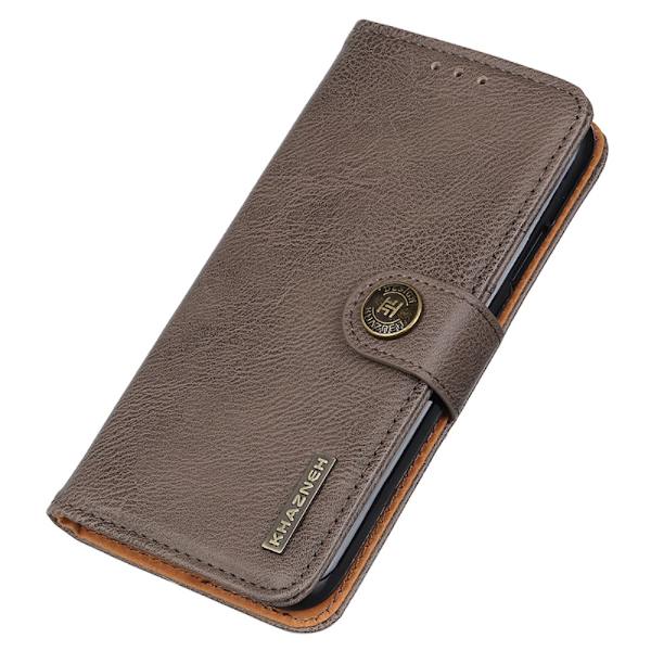 SKALO Motorola Moto G14 KHAZNEH Premium Pungetui i PU-læder - Khaki Khaki