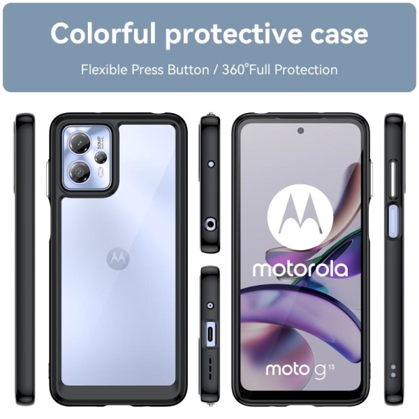 SKALO Motorola Moto G23 4G Transparent TPU Bumper cover - Sort Black