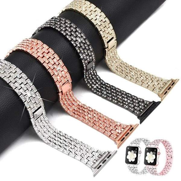 SKALO Link armbånd Bling Apple Watch Series 7-9 41mm - Vælg farve Black