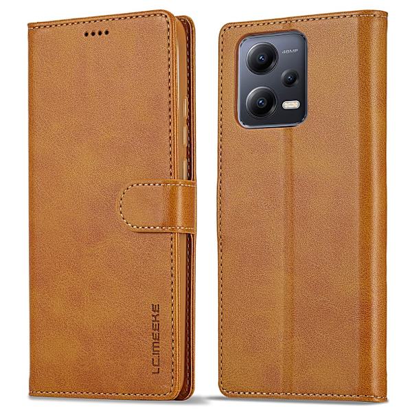 SKALO Xiaomi Redmi Note 12 5G LC.IMEEKE Pungetui i PU-læder - Lys brun Light brown