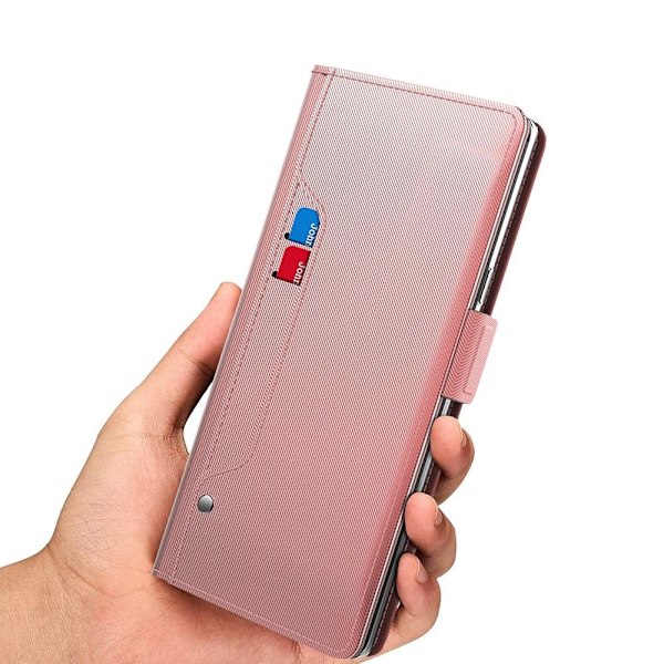 SKALO Motorola Edge 40 Pro 5G Kortinhaltijan peililompakko - Ruusukulta Pink gold