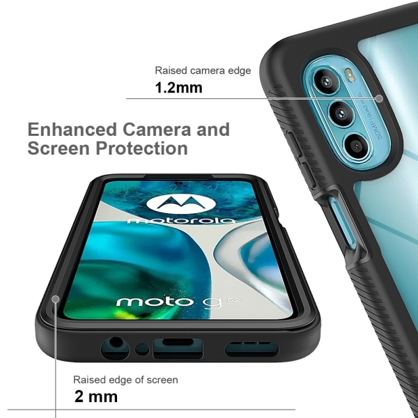 SKALO Motorola Moto G52 Iskunkestävä Clear Hybridi Suojakuori - Black