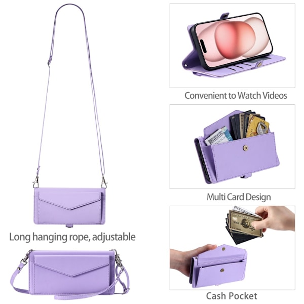 SKALO iPhone 16 Evelope Clutch 5-RUM - Lilla Purple