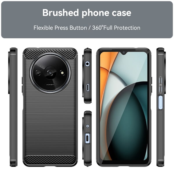 SKALO Xiaomi Redmi A3 Armor Carbon Stødsikker TPU-cover - Vælg farve Black