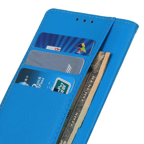 SKALO Samsung A14 4G/5G Litchi Plånboksfodral - Blå Blå