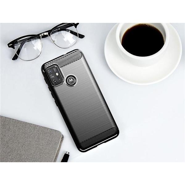 SKALO Moto G30 Armor Carbon Iskunkestävä TPU suojakuori - Valitse väri Blue