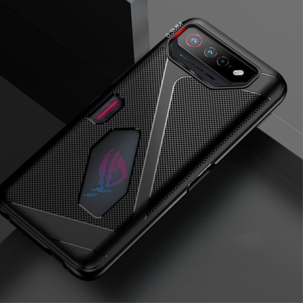 SKALO Asus ROG Phone 7 5G Carbon Fiber TPU-skal - Grå grå