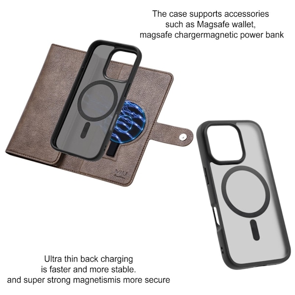 VILI iPhone 16 Pro GVB Series Flip Cover m. pung i PU-læder - Brun Brown