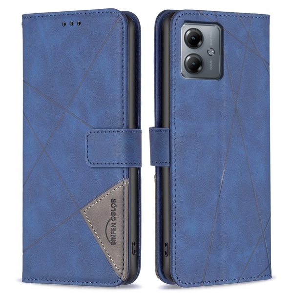 Motorola Moto G14 BINFEN COLOR Embossed Plånboksfodral - Blå Blå